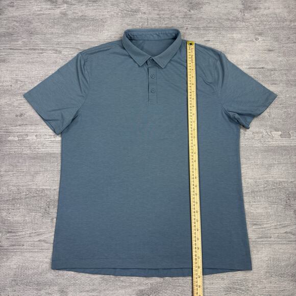 Lululemon Evolution Polo Mens Large Blue Performance Short Sleeve Shirt - Picture 4 of 8